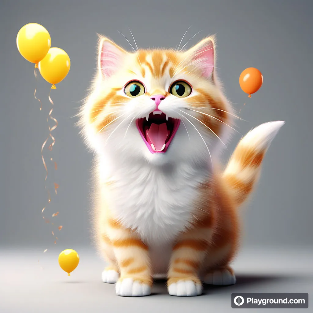 an orange and white cat with its mouth open