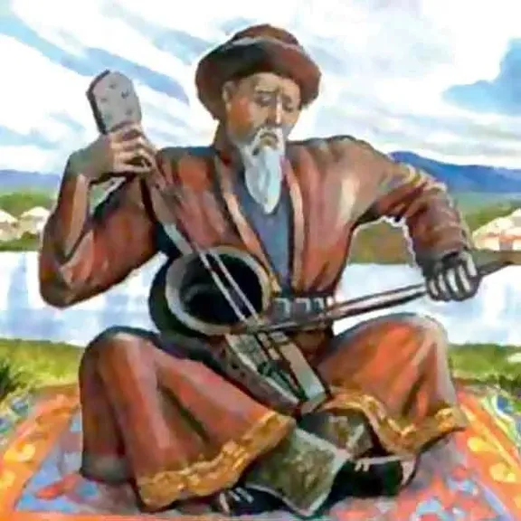 a painting of a man holding a cell phone