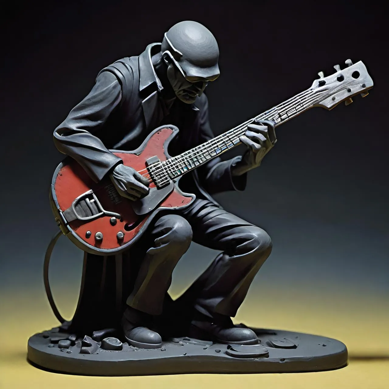 a statue of a man playing a guitar