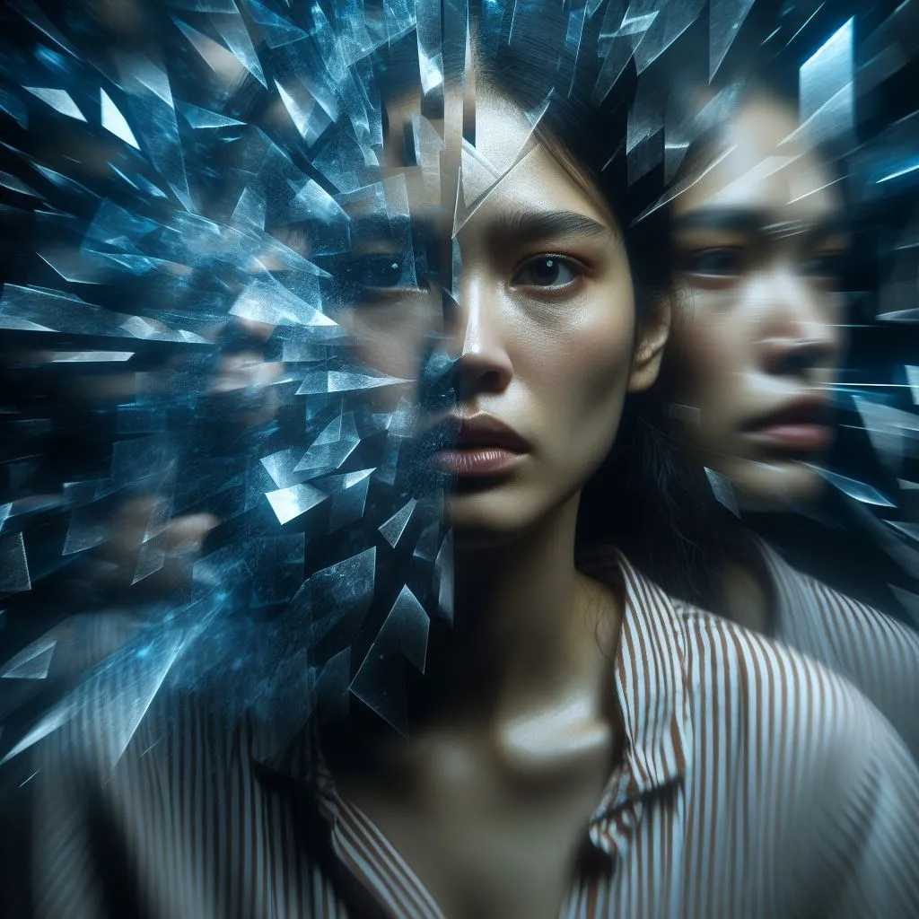 image of Flashbacks become increasingly fragmented and distorted, reflecting the woman protagonist's fractured state of mind.