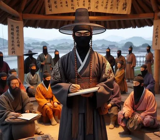 a group of people dressed in traditional japanese garb