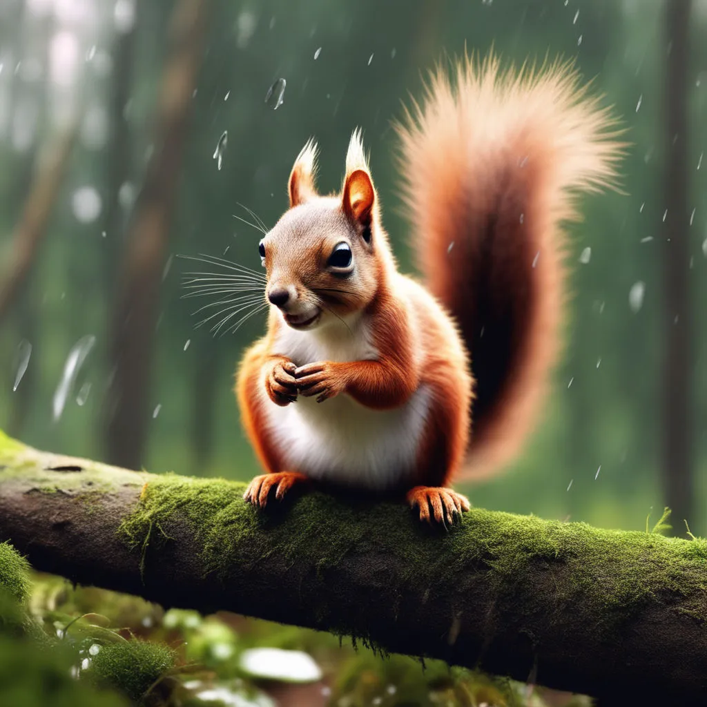 a red squirrel sitting on top of a tree branch