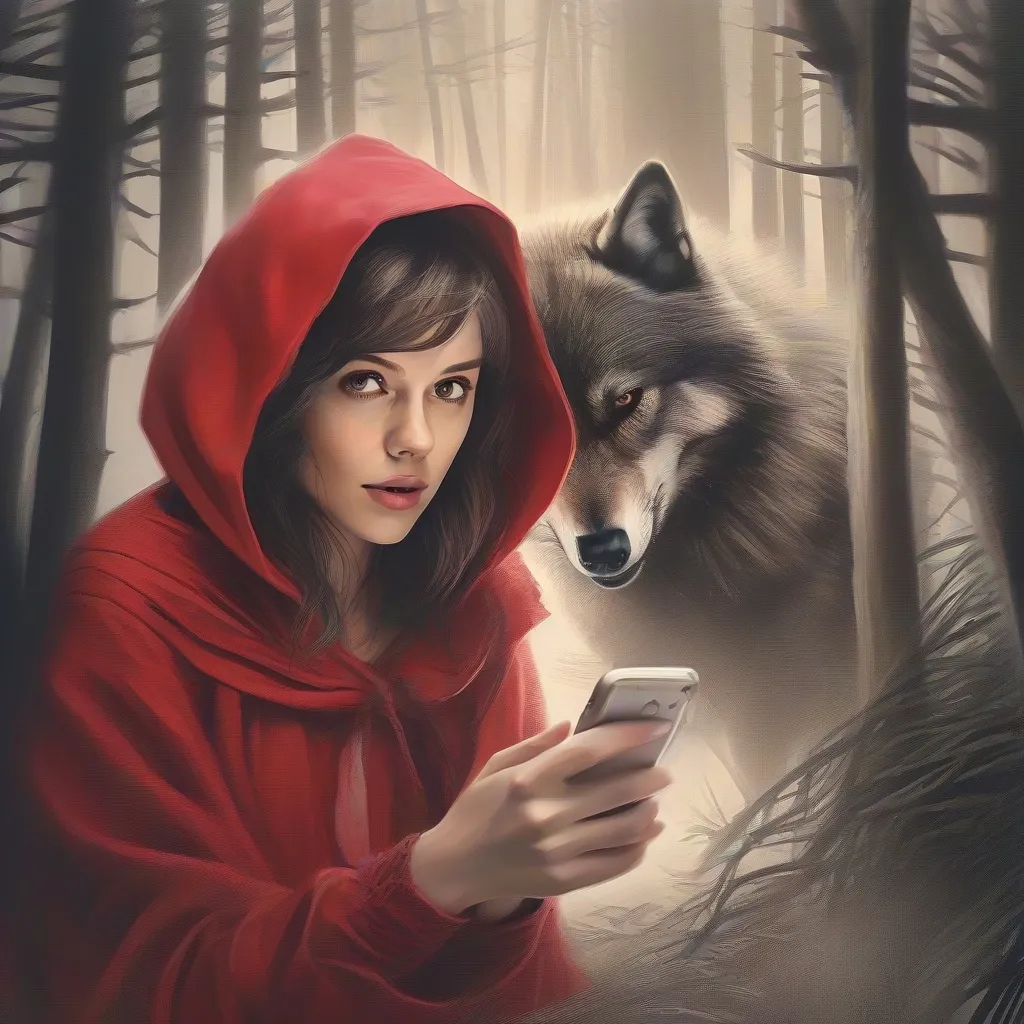 a woman in a red hoodie looking at a cell phone