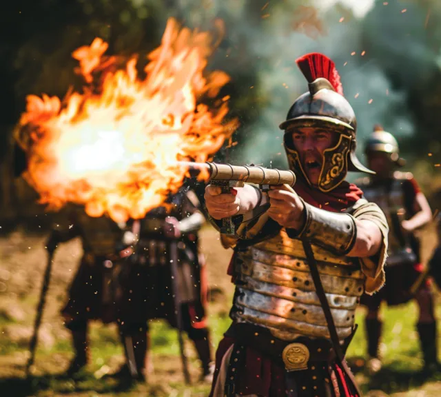 a man in a helmet holding a sword