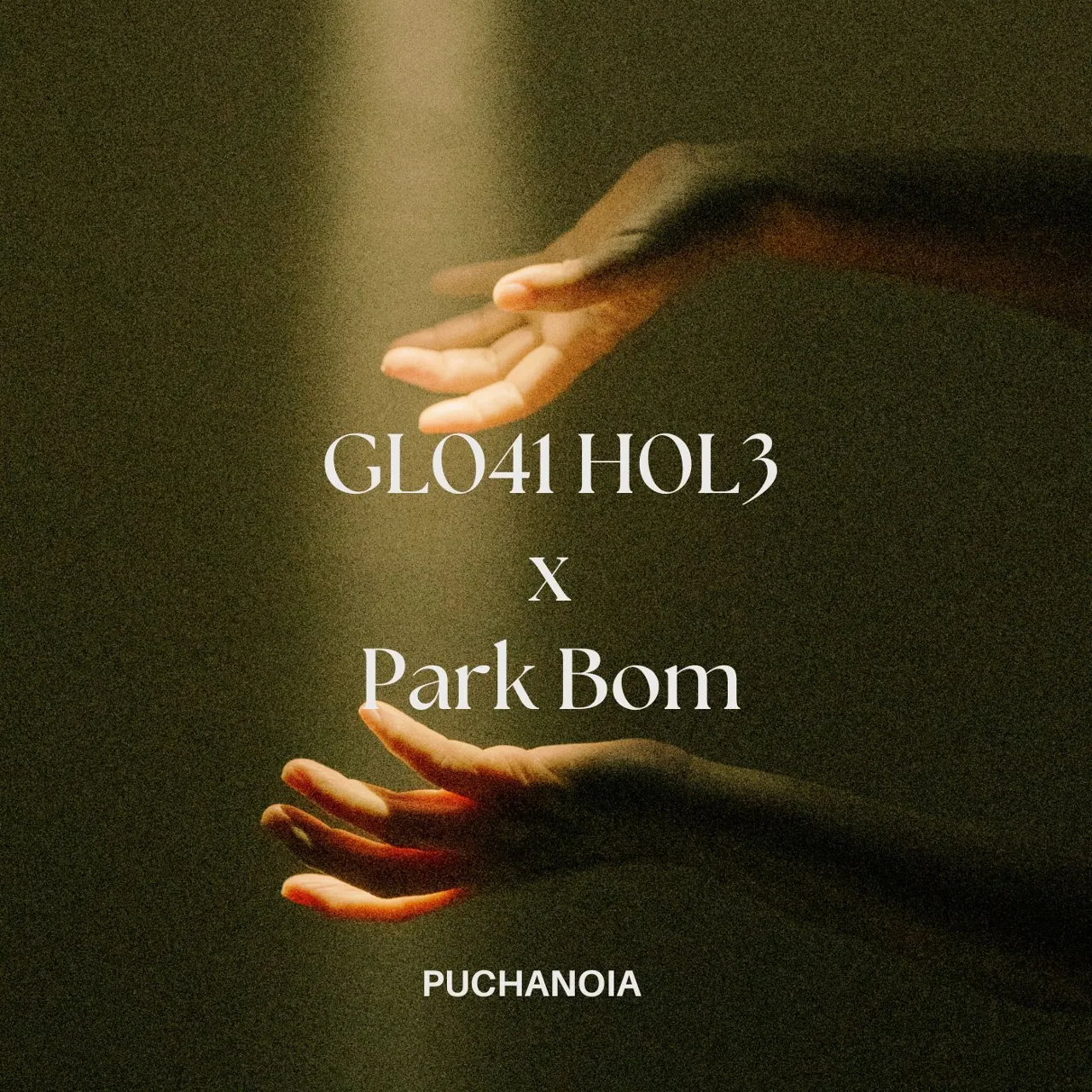 two hands reaching towards each other with the words GLO41 HAL3 X PARK BOM