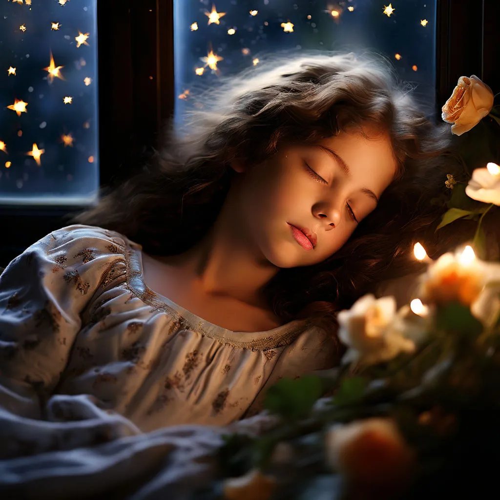 a young girl sleeping next to a window