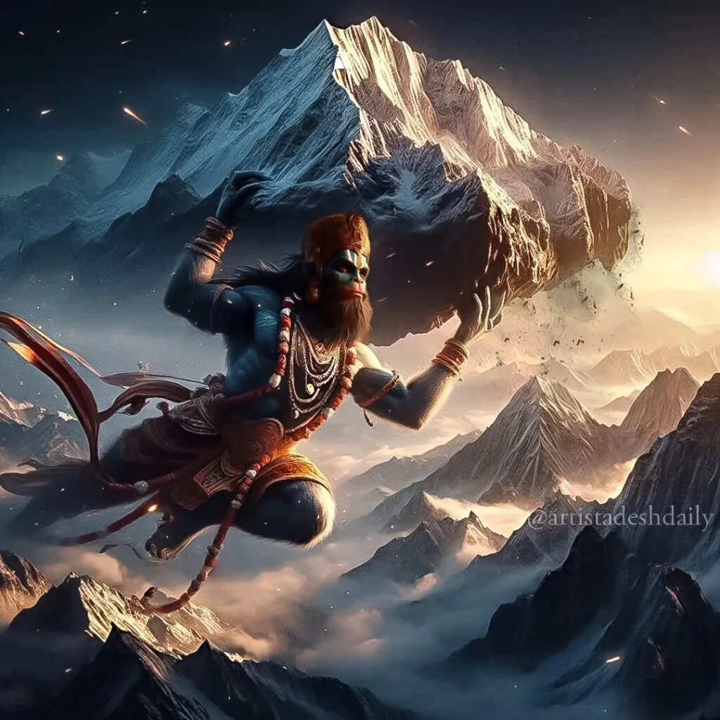 create a god hanuman, 8k, size of 1920x1080, colorfu