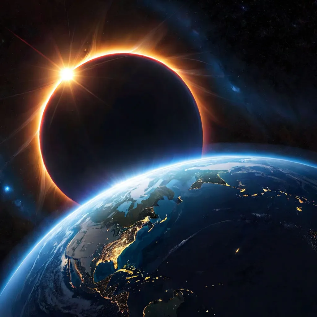 a solar eclipse is seen over the earth