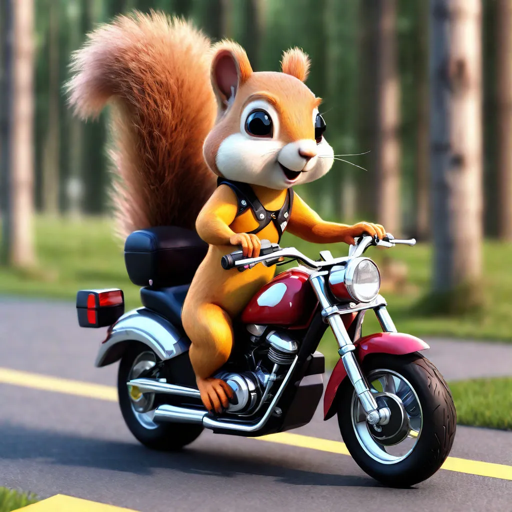 a squirrel riding on the back of a motorcycle