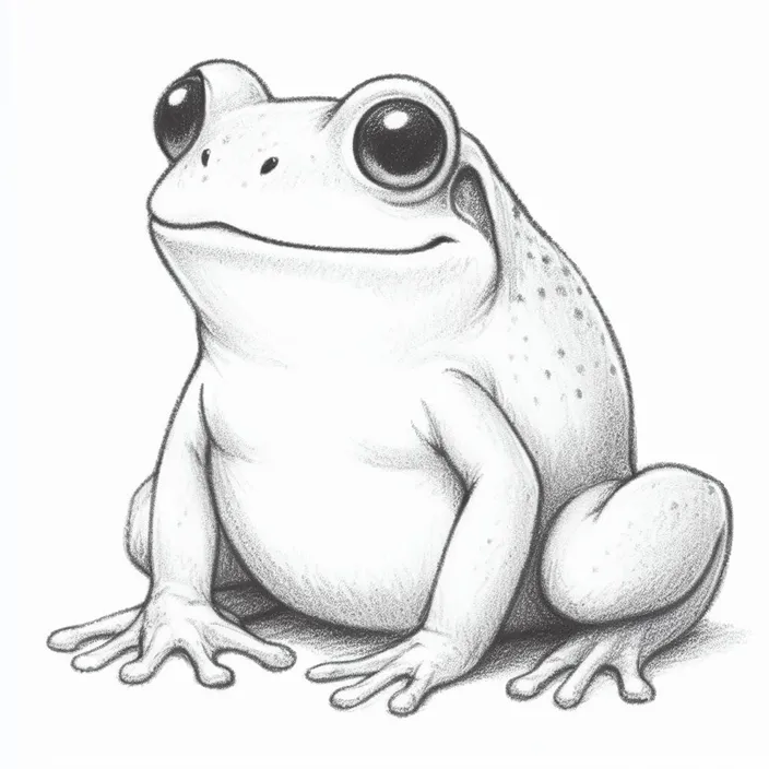 a drawing of a frog with big eyes