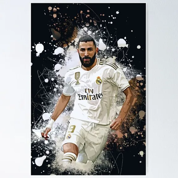 Painting of Benzema on a frame