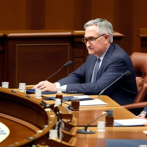 a man sitting at a table with a microphone in front of him