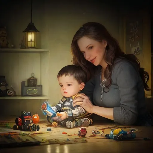a painting of a woman holding a child
