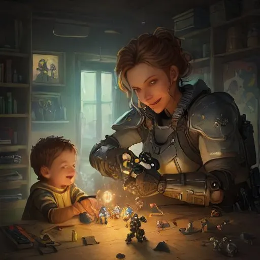 a woman and a child playing with toys