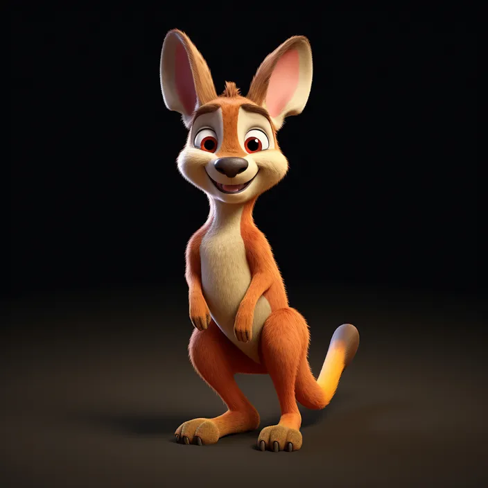 a cartoon kangaroo sitting on its hind legs