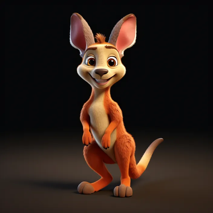 a cartoon kangaroo sitting on its hind legs