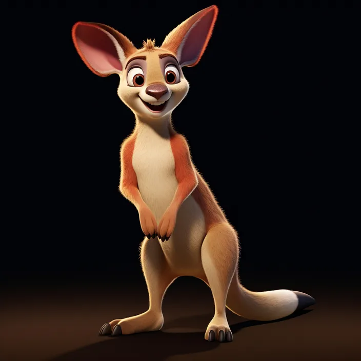 a cartoon kangaroo standing on its hind legs