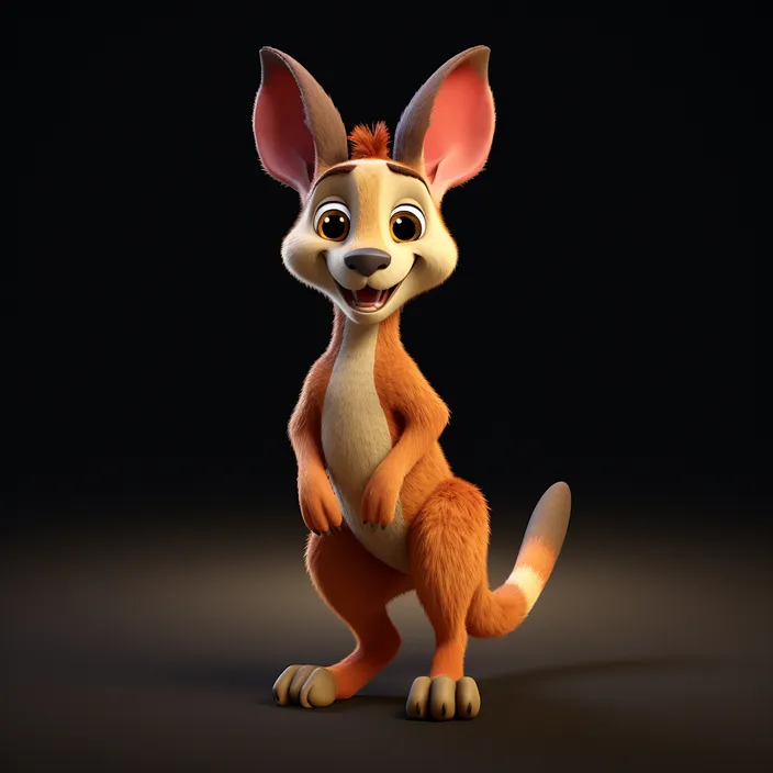 a cartoon kangaroo sitting on its hind legs