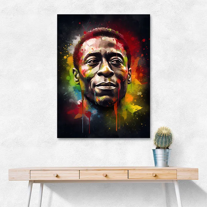 Painting of pele the Brazilian football star