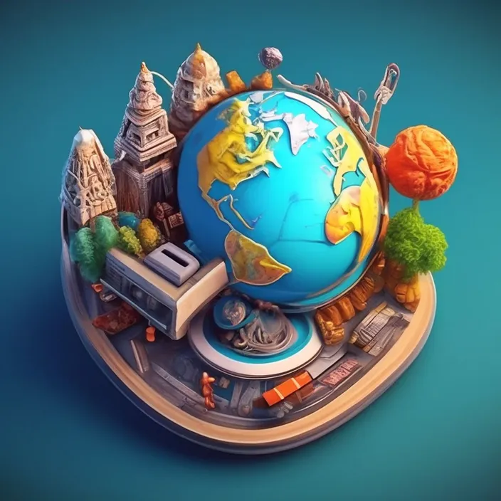 a small model of the earth on a blue background
