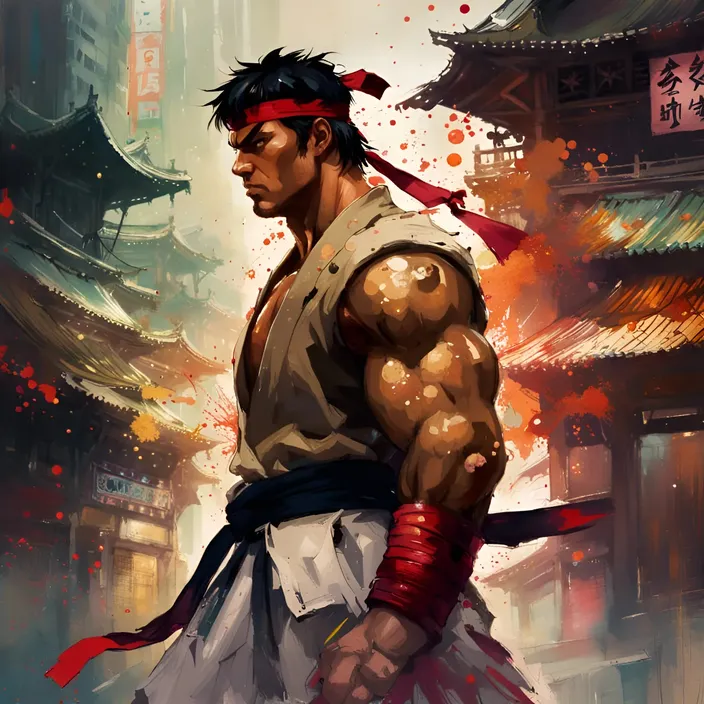 a painting of a man with a sword in his hand