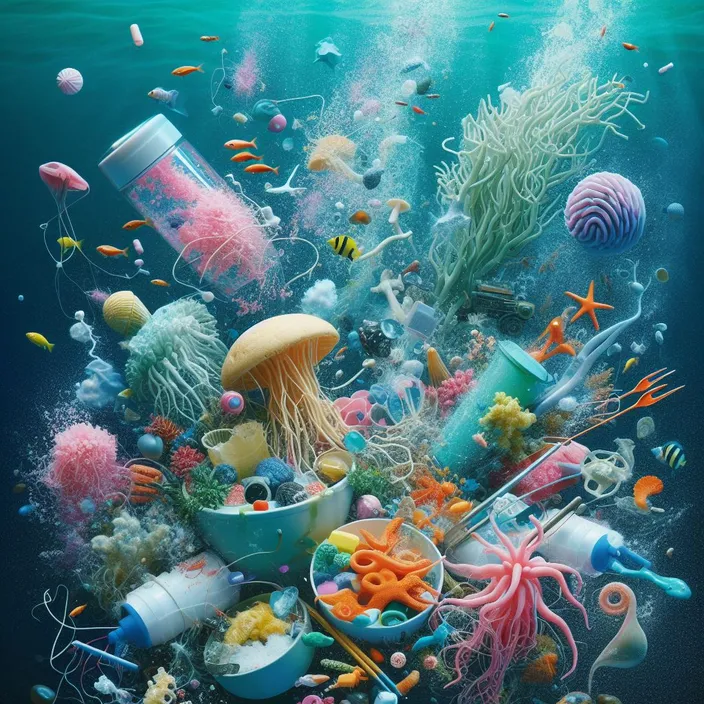 an underwater scene with a lot of different items