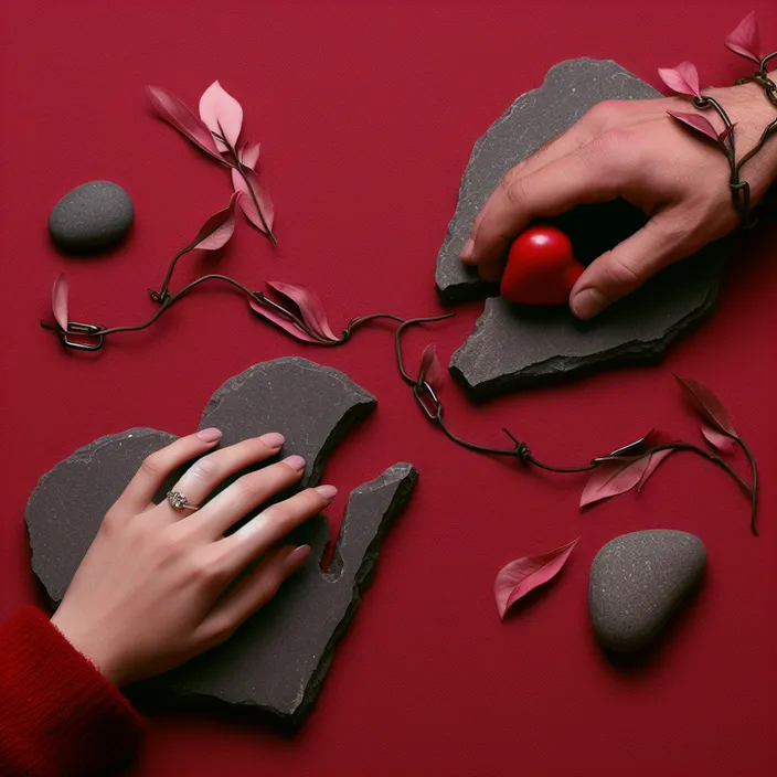 a person's hand on a piece of paper next to some rocks and a