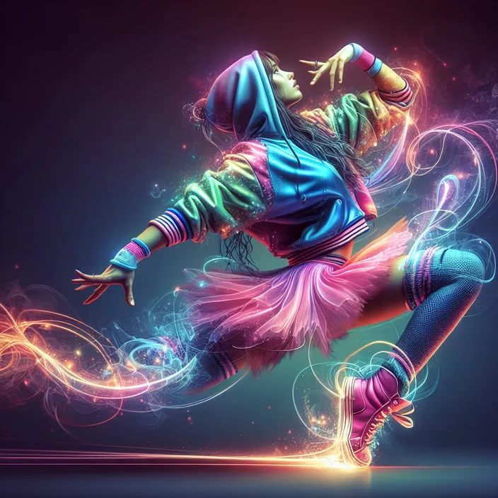 a digital painting of a woman dancing