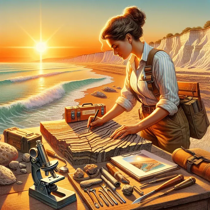 a painting of a woman working on a piece of art