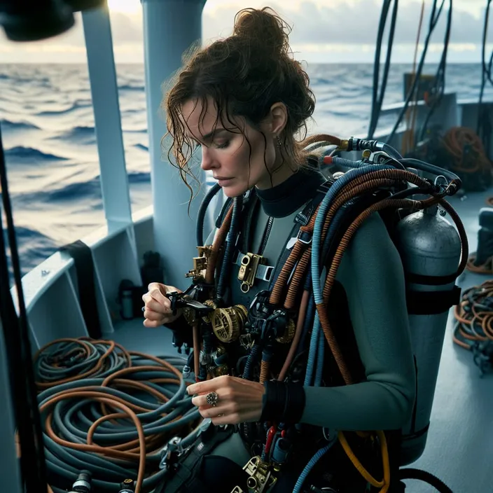 a woman in scuba gear on a boat