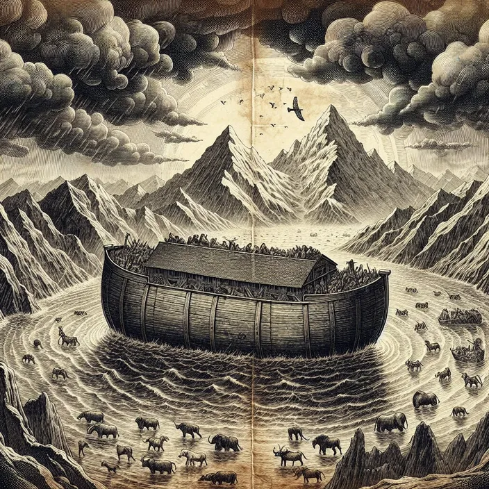 a drawing of a boat floating on top of a body of water