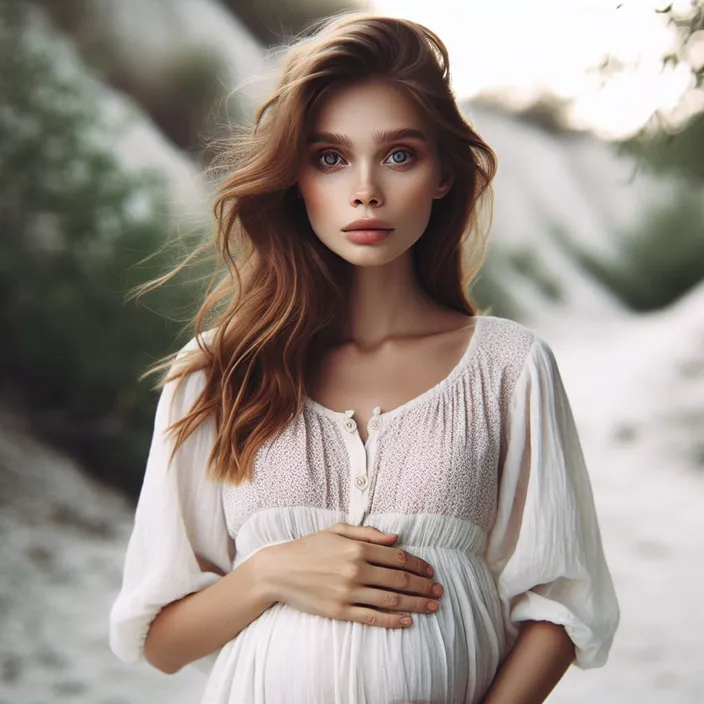 a woman in a white dress is posing for a picture