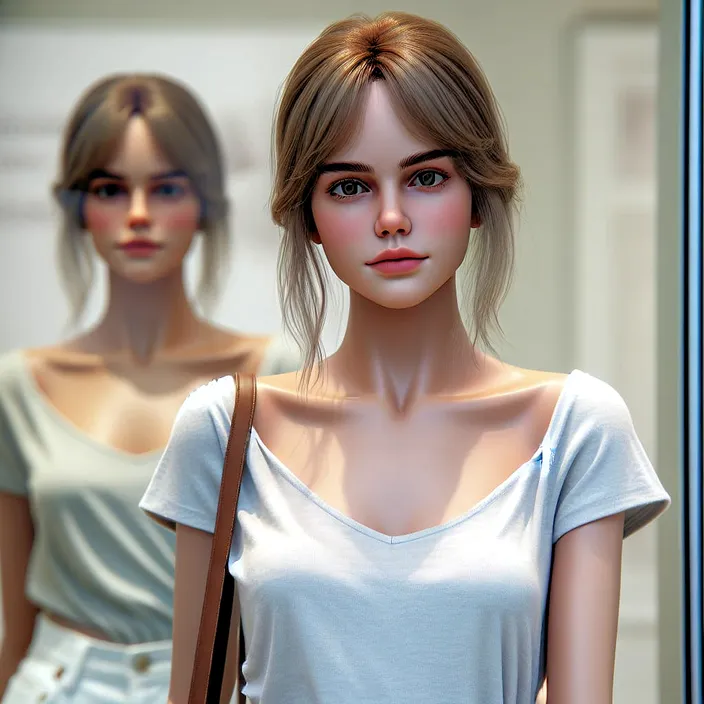 two female mannequins in a store window display