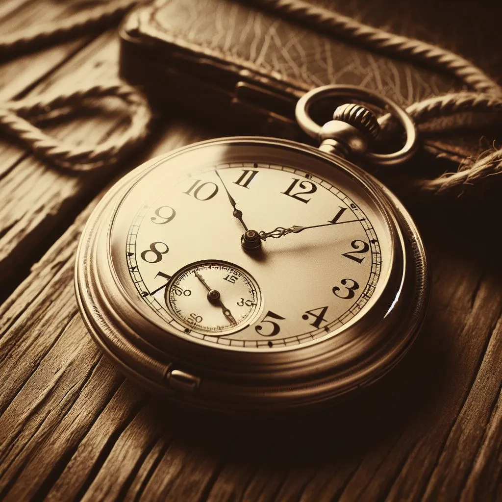 a close up of a pocket watch on a wooden surface