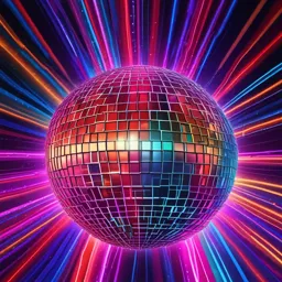 a disco ball with colorful lights in the background