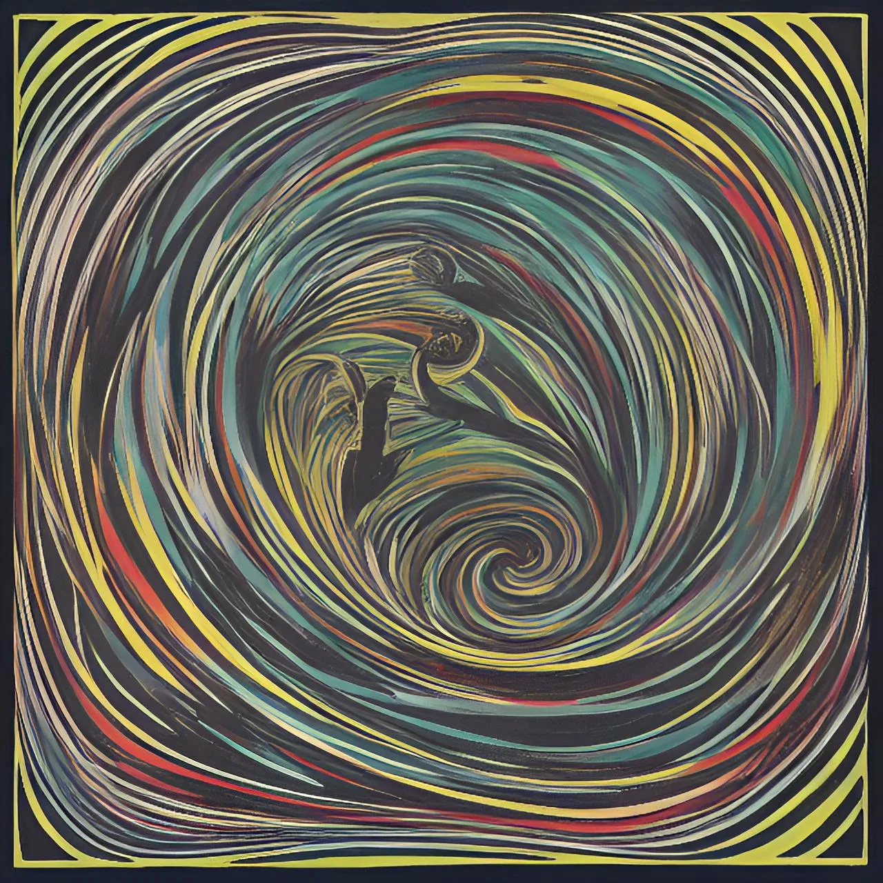 a painting of a person in the middle of a swirl