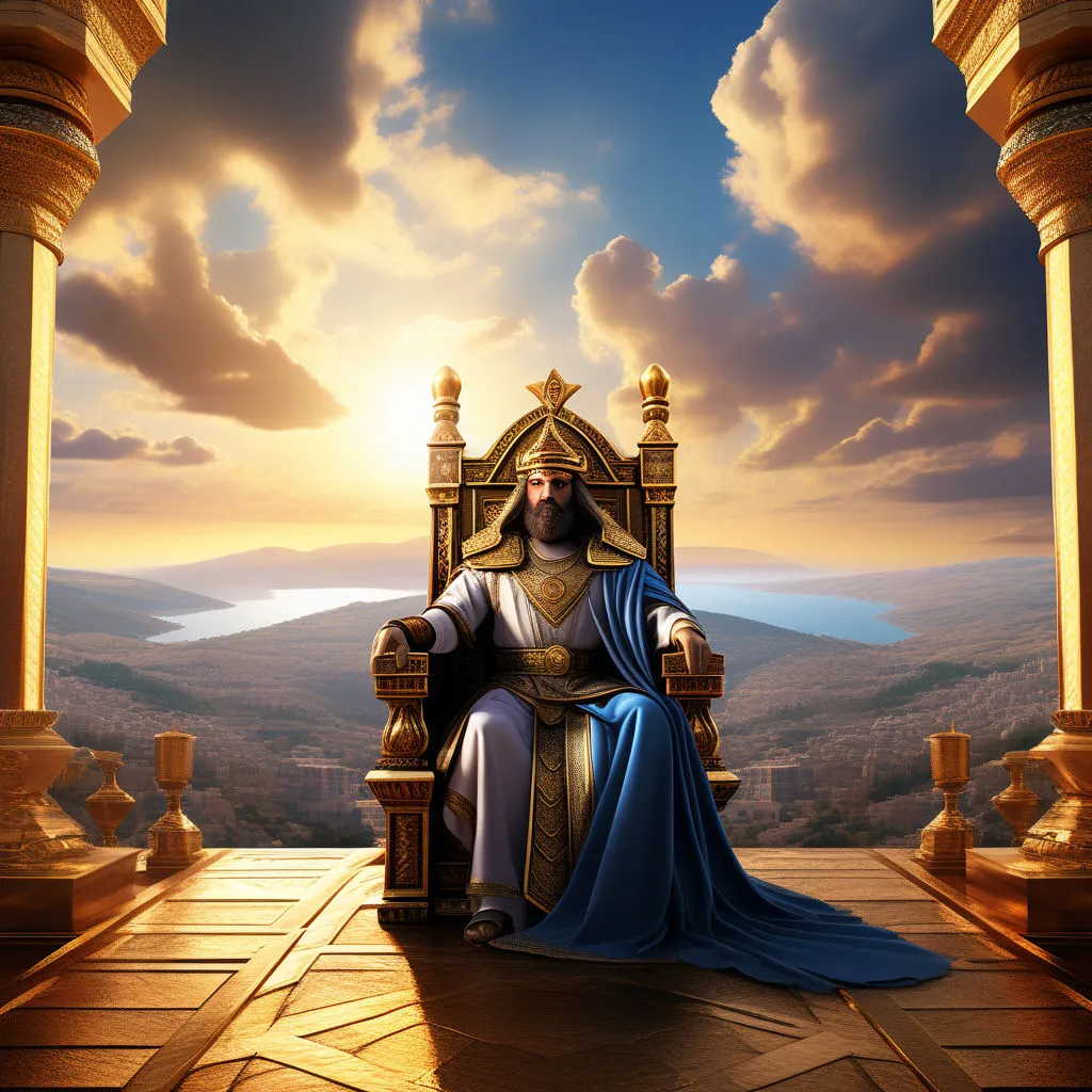 a painting of a man sitting on a throne