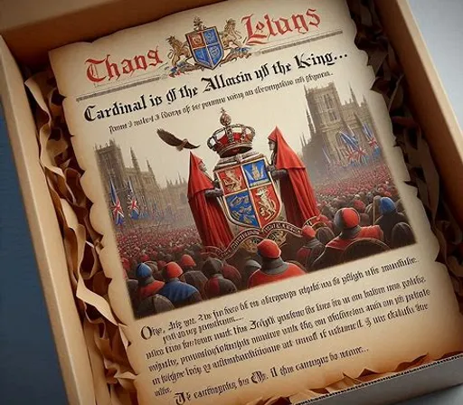 a box with a picture of a coat of arms on it