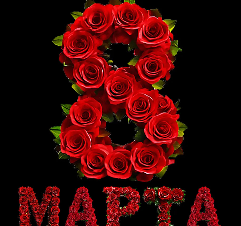 the number eight is made up of red roses