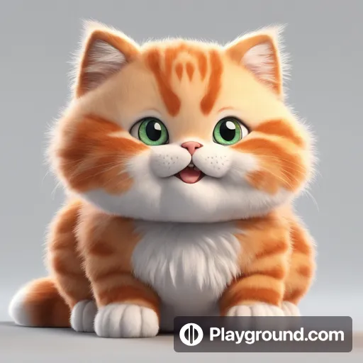 a cartoon cat with green eyes sitting down