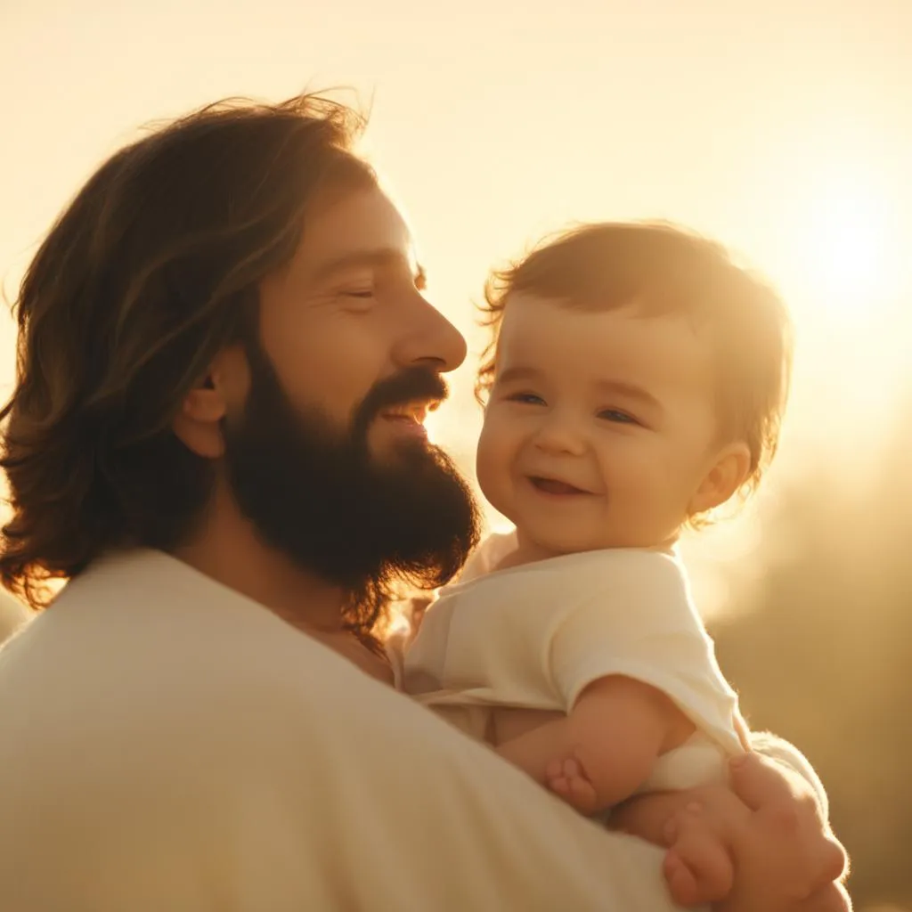 a man holding a baby in his arms