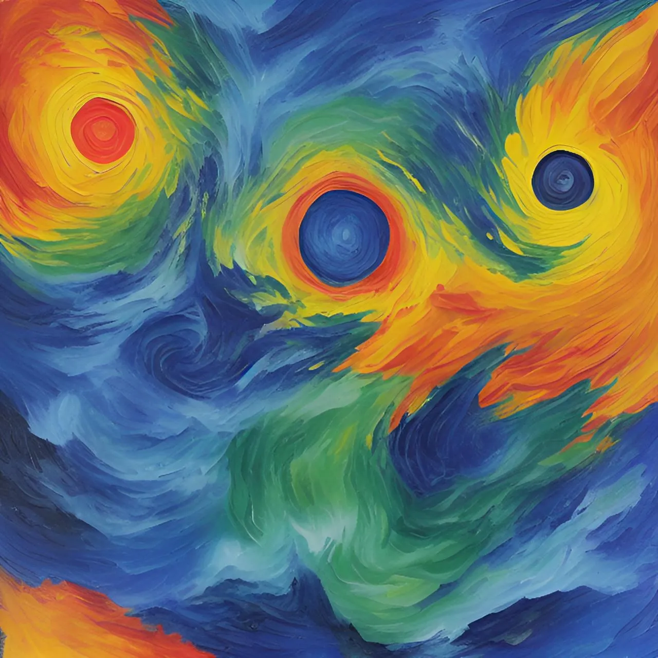 a painting of a colorful swirl in the sky