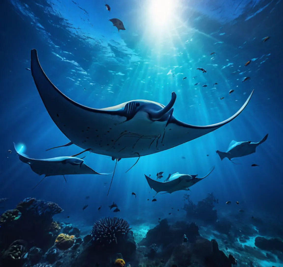 a manta ray swimming in the ocean