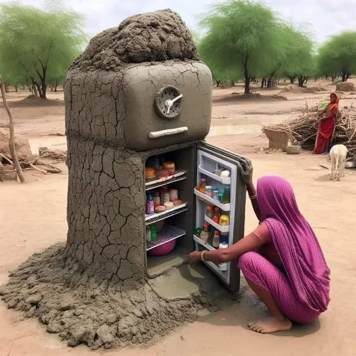 a woman kneeling down in front of an open refrigerator