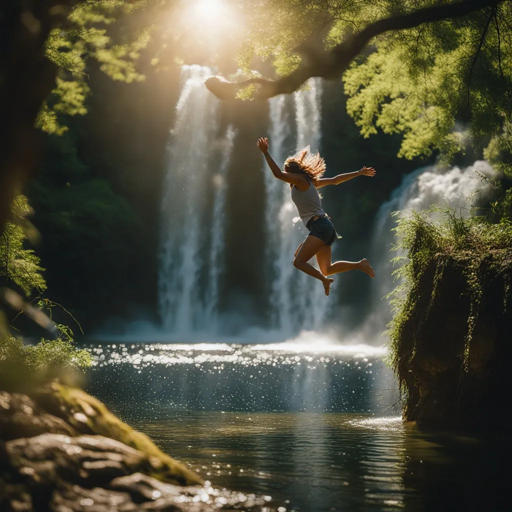 focus on the girl full body shoot, camera starts from behind her as her body touches the water camera pans around infront of her as she enters the water., advertising style