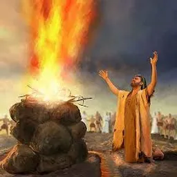 elijah from the bible standing in front of a fire