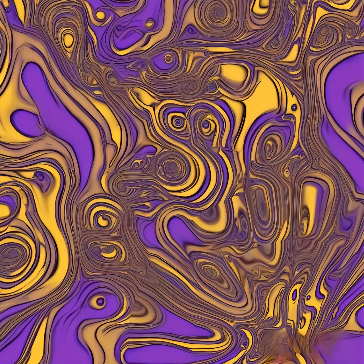 a purple and yellow background with swirls and bubbles