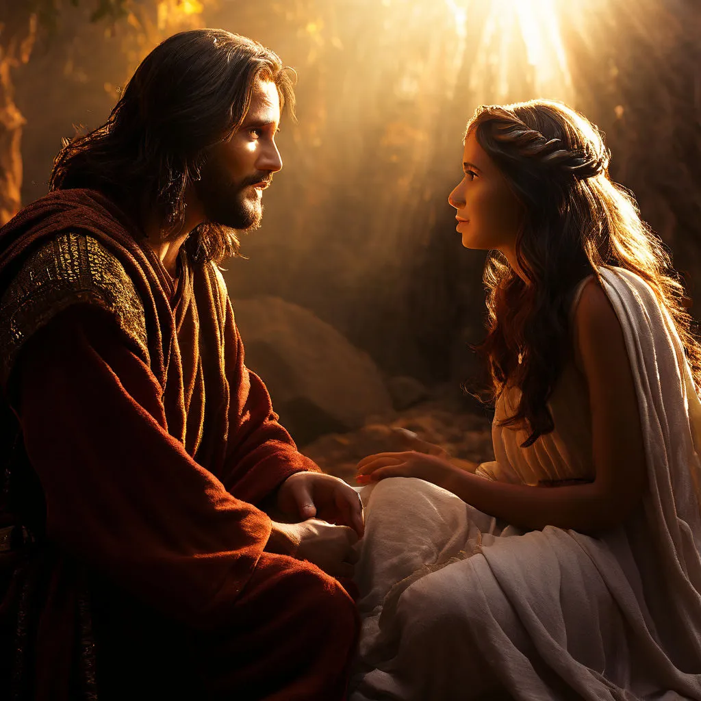 a woman sitting next to a man in a white dress