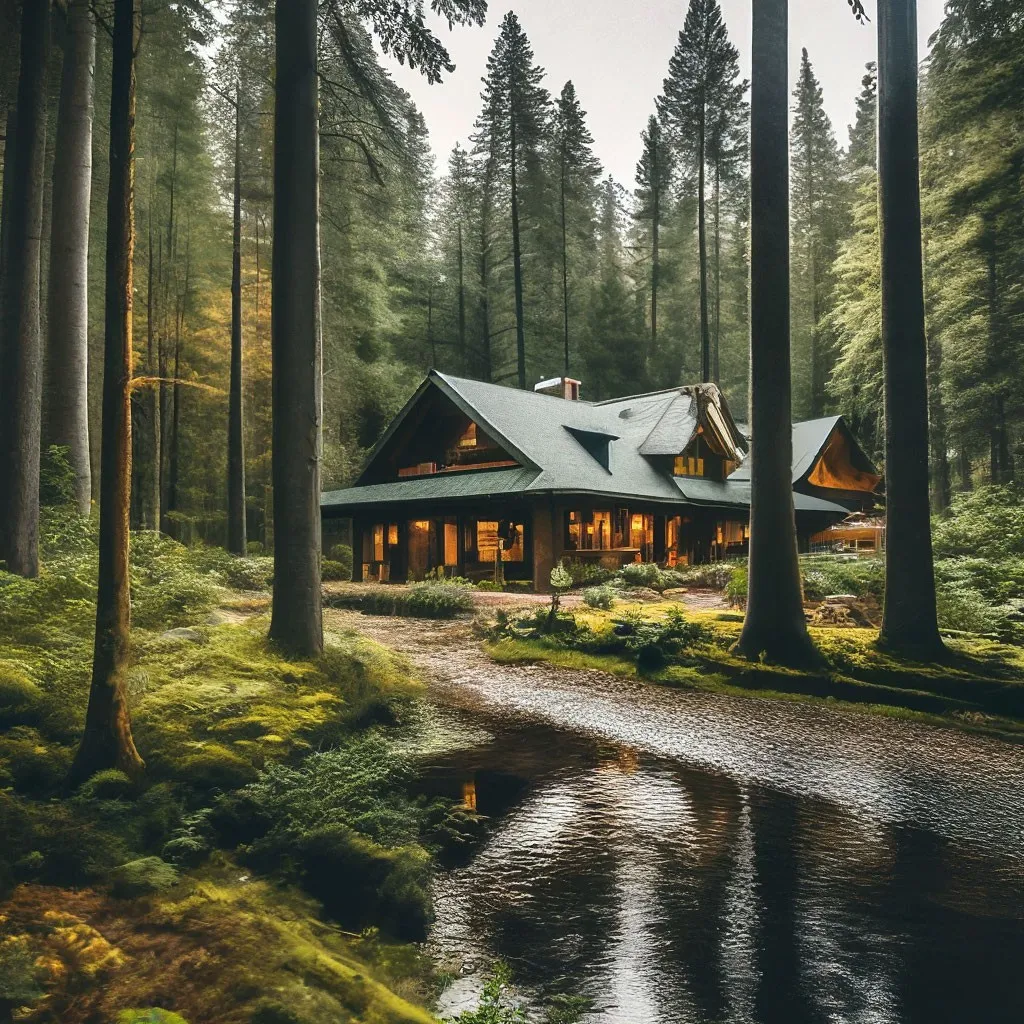 a house in the middle of a forest