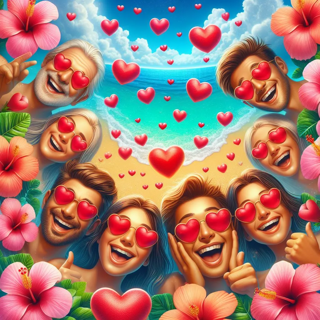 Close-ups of happy faces, with hearts that echo the joy of the Hawaiian Islands